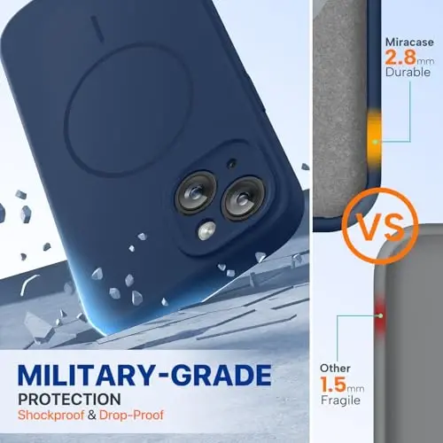 Miracase Magnetic for iPhone 15 Plus Case, [Soft Anti-Scratch Microfiber Lining], Magnetic for MagSafe, Liquid Silicone Shockproof Drop Protection Phone Case for 15 Plus, Dark Blue - MIRACASE (1)