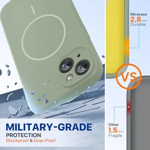 Miracase Magnetic for iPhone 15 Plus Case, [Soft Anti-Scratch Microfiber Lining], Magnetic for MagSafe, Liquid Silicone Shockproof Drop Protection Phone Case for 15 Plus, Patina Green - 6