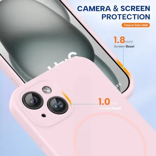 Miracase Magnetic for iPhone 15 Plus Case, [Soft Anti-Scratch Microfiber Lining], Magnetic for MagSafe, Liquid Silicone Shockproof Drop Protection Phone Case for 15 Plus, Sand Pink - 5