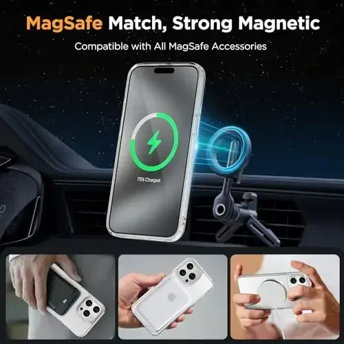 Miracase Magnetic for iPhone 15 Pro Case 6.1 inch (MagSafe bilan mos keladi)（2X ekran himoyachilari bilan）Harbiy darajadagi himoya, barmoq izlariga qarshi yarim shaffof matli telefon qopqog'i, shaffof - 3