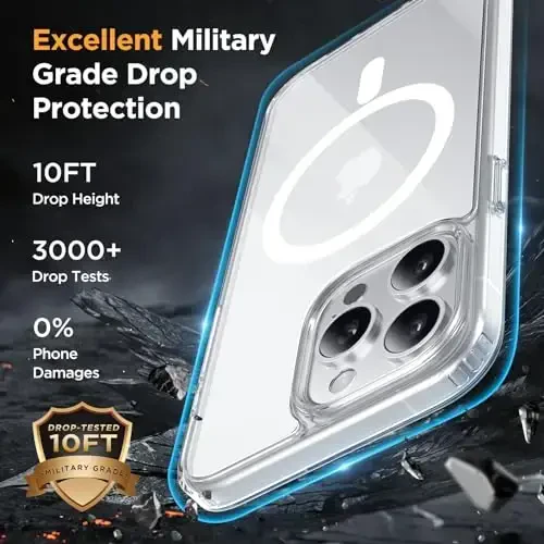 Miracase Magnetic for iPhone 15 Pro Case 6.1 inch (MagSafe bilan mos keladi)（2X ekran himoyachilari bilan）Harbiy darajadagi himoya, barmoq izlariga qarshi yarim shaffof matli telefon qopqog'i, shaffof - 5