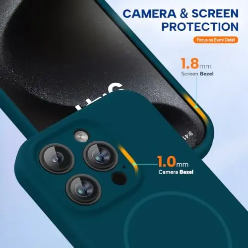 miracase Magnetic for iPhone 15 Pro Case, [Soft Anti-Scratch Microfiber Lining], Compatible with MagSafe, Liquid Silicone Shockproof Drop Protection Phone Case for 15 Pro, Teal - 4