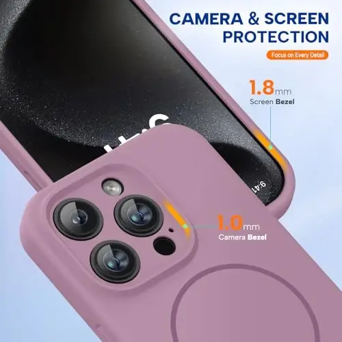 Miracase Magnetic for iPhone 15 Pro Case, [Soft Anti-Scratch Microfiber Lining], Magnetic for MagSafe, Liquid Silicone Shockproof Drop Protection Phone Case for 15 Pro, Blackcurrant - 4