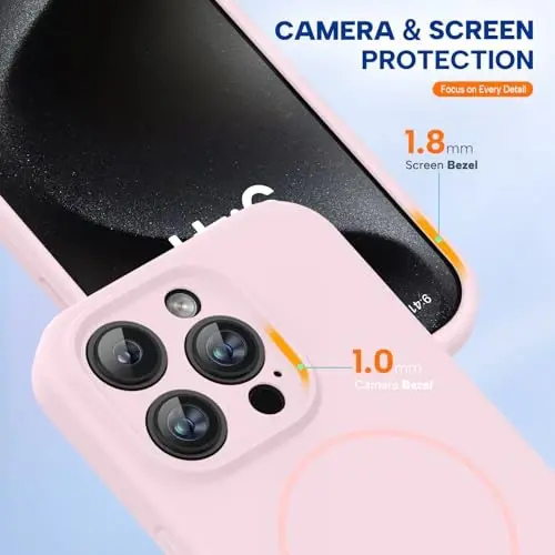 Miracase Magnetic for iPhone 15 Pro Case, [Soft Anti-Scratch Microfiber Lining], Magnetic for MagSafe, Liquid Silicone Shockproof Drop Protection Phone Case for 15 Pro, Sand Pink - 5