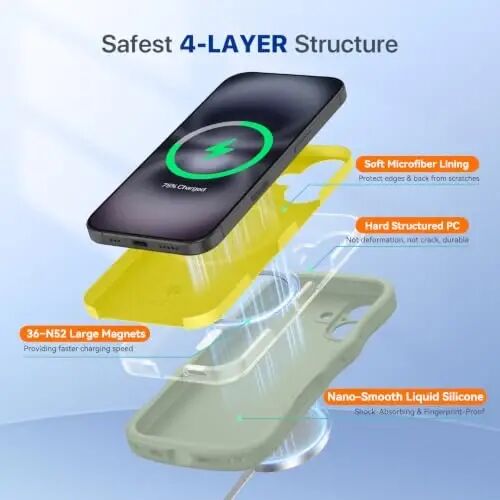 Miracase Magnetic for iPhone 16 Case,Cute Curly Wave Frame, Liqiud Silicone | Compatible with MagSafe, Dual Lanyard Holes,Soft Microfiber Lining, Shockproof Drop Protection Phone Case for 16,Patina Green | Compatible with MagSafe, Dual Lanyard Holes, - 4