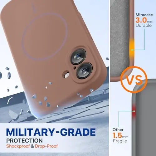 Miracase Magnetic for iPhone 16 Plus Case, [Soft Anti-Scratch Microfiber Lining], Magnetic for MagSafe, Liquid Silicone Shockproof Drop Protection Phone Case for 16 Plus,Chocolate - 3