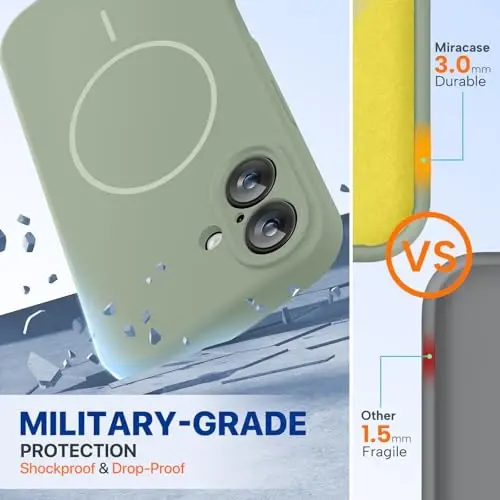 Miracase Magnetic for iPhone 16 Plus Case, [Soft Anti-Scratch Microfiber Lining], Magnetic for MagSafe, Liquid Silicone Shockproof Drop Protection Phone Case for 16 Plus,Patina Green - 3