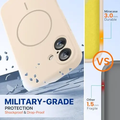 Miracase Magnetic for iPhone 16 Plus Case, [Soft Anti-Scratch Microfiber Lining], Magnetic for MagSafe, Liquid Silicone Shockproof Drop Protection Phone Case for 16 Plus,Sand - 2