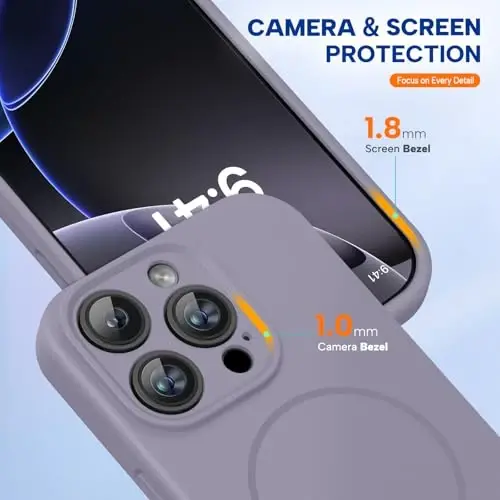 Miracase Magnetic for iPhone 16 Pro Case, [Soft Anti-Scratch Microfiber Lining], Compatible with MagSafe, Liquid Silicone Case Shockproof Drop Protection Phone Case for 16 Pro,Lavender Gray 