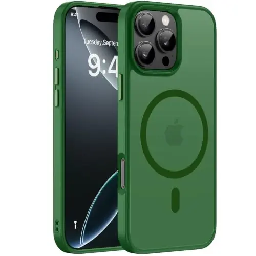 miracase Magnetic for iPhone 16 Pro Max Case, [Compatible with MagSafe] [Military-Grade Protection], Anti-Fingerprint, Slim Case for 16 Pro Max 6.9 inch- Dark Green 