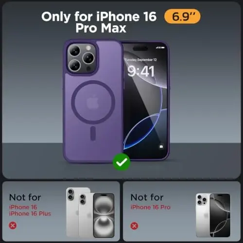 miracase Magnetic for iPhone 16 Pro Max Case, [Compatible with MagSafe] [Military-Grade Protection], Anti-Fingerprint, Slim Case for 16 Pro Max 6.9 inch- Dark Purple - MIRACASE (1)