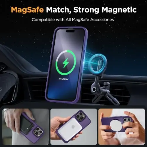 miracase Magnetic for iPhone 16 Pro Max Case, [Compatible with MagSafe] [Military-Grade Protection], Anti-Fingerprint, Slim Case for 16 Pro Max 6.9 inch- Dark Purple - 4