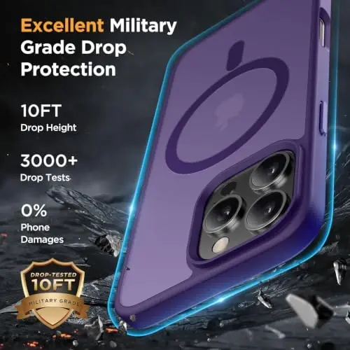 miracase Magnetic for iPhone 16 Pro Max Case, [Compatible with MagSafe] [Military-Grade Protection], Anti-Fingerprint, Slim Case for 16 Pro Max 6.9 inch- Dark Purple - 6