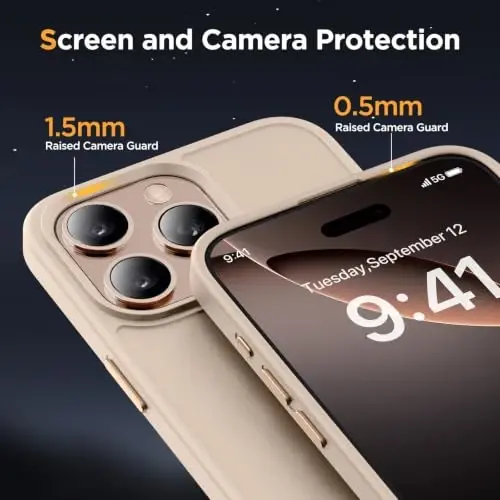 miracase Magnetic for iPhone 16 Pro Max Case, [Compatible with MagSafe] [Military-Grade Protection], Anti-Fingerprint, Slim Case for 16 Pro Max 6.9 inch- Gold - 5