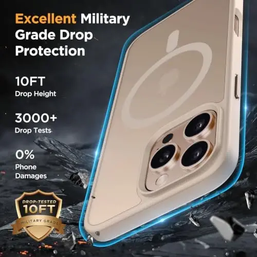 miracase Magnetic for iPhone 16 Pro Max Case, [Compatible with MagSafe] [Military-Grade Protection], Anti-Fingerprint, Slim Case for 16 Pro Max 6.9 inch- Gold - 6