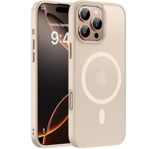 miracase Magnetic for iPhone 16 Pro Max Case, [Compatible with MagSafe] [Military-Grade Protection], Anti-Fingerprint, Slim Case for 16 Pro Max 6.9 inch- Gold 