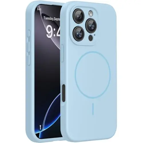 Miracase Magnetic for iPhone 16 Pro Max Case, [Soft Anti-Scratch Microfiber Lining], Compatible with MagSafe, Liquid Silicone Case Shockproof Drop Protection Phone Case for 16 ProMax,Clove Purple - 1