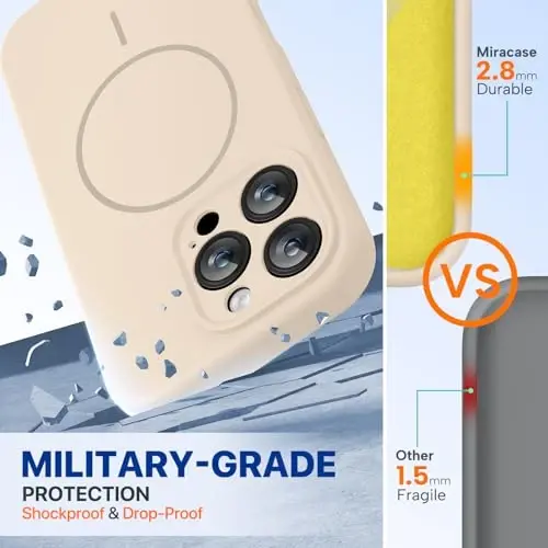 Miracase Magnetic for iPhone 16 Pro Max Case, [Soft Anti-Scratch Microfiber Lining], Compatible with MagSafe, Liquid Silicone Case Shockproof Drop Protection Phone Case for 16 ProMax,Sand - MIRACASE (1)