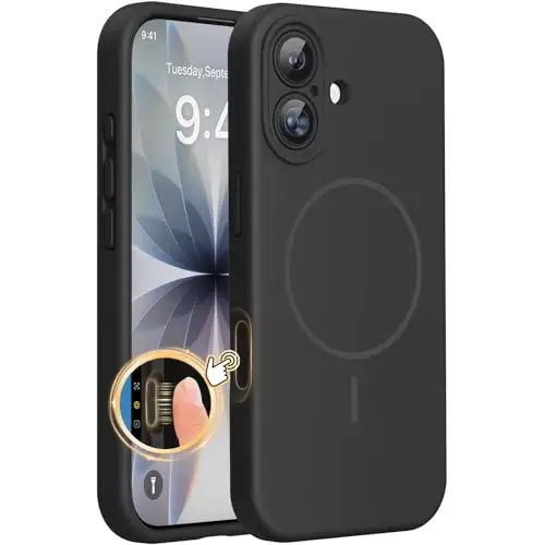 Miracase Magnetic for iPhone 17 Case, Compatible with MagSafe, Integrated Silicone Camera Control Cover, 3.0mm Thicken Shockproof Drop Protection Phone Case for 17, Black 