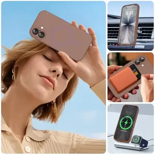 Miracase Magnetic for iPhone 17 Case, Compatible with MagSafe, Integrated Silicone Camera Control Cover, 3.0mm Thicken Shockproof Drop Protection Phone Case for 17,Chocolate - 8