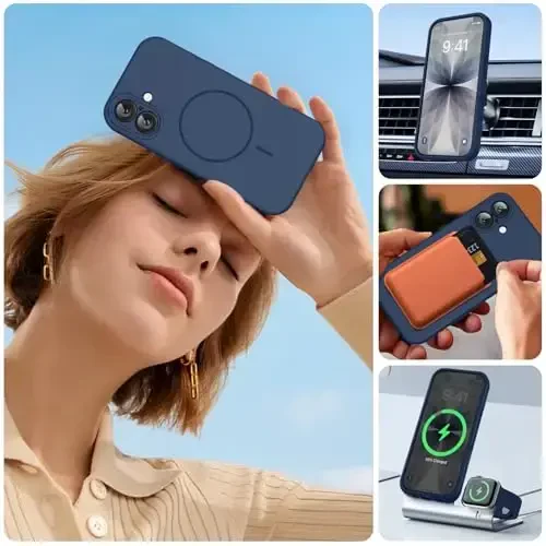 Miracase Magnetic for iPhone 17 Case, Compatible with MagSafe, Integrated Silicone Camera Control Cover, 3.0mm Thicken Shockproof Drop Protection Phone Case for 17,Dark Blue - 4