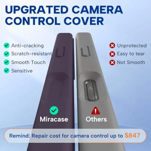 Miracase Magnetic for iPhone 17 Case, Compatible with MagSafe, Integrated Silicone Camera Control Cover, 3.0mm Thicken Shockproof Drop Protection Phone Case for 17,Dark Purple - 2