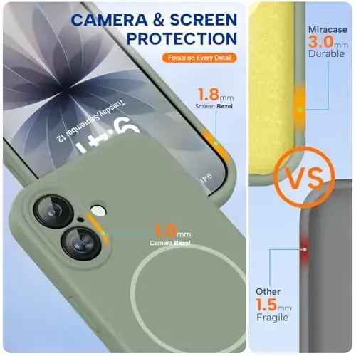 Miracase Magnetic for iPhone 17 Case, Compatible with MagSafe, Integrated Silicone Camera Control Cover, 3.0mm Thicken Shockproof Drop Protection Phone Case for 17,Patina Green - 3