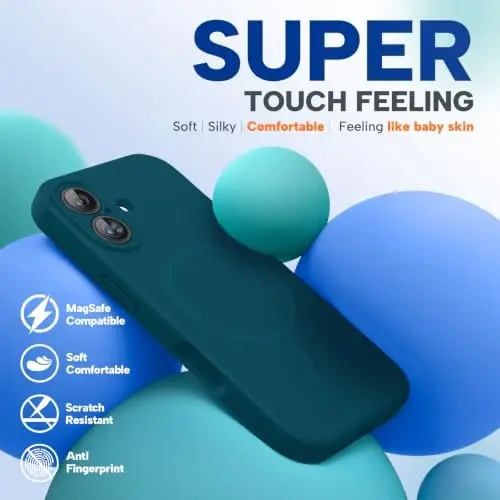 Miracase Magnetic for iPhone 17 Case, Compatible with MagSafe, Integrated Silicone Camera Control Cover, 3.0mm Thicken Shockproof Drop Protection Phone Case for 17,Teal - 5