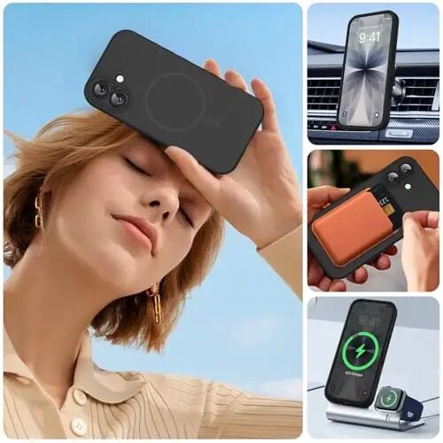 Miracase Magnetic for iPhone 17 Case, Compatible with MagSafe, Integrated Silicone Camera Control Cover, Shockproof Drop Protection Phone Case for 17,Black - MIRACASE