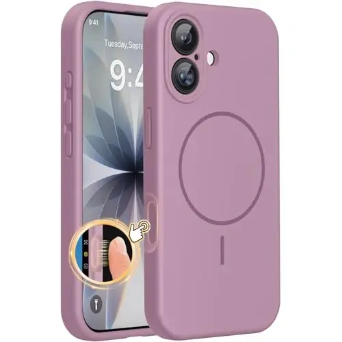 Miracase Magnetic for iPhone 17 Case, MagSafe bilan mos, Integral silikon kamera boshqaruv qopqog'i, 3.0mm qalinlikdagi zarbga chidamli tushishdan himoya telefon qutisi 17, Qora smorodina uchun 