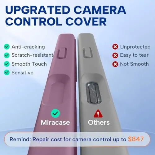 Miracase Magnetic for iPhone 17 Case, MagSafe bilan mos, Integral silikon kamera boshqaruv qopqog'i, 3.0mm qalinlikdagi zarbga chidamli tushishdan himoya telefon qutisi 17, Qora smorodina uchun - 4