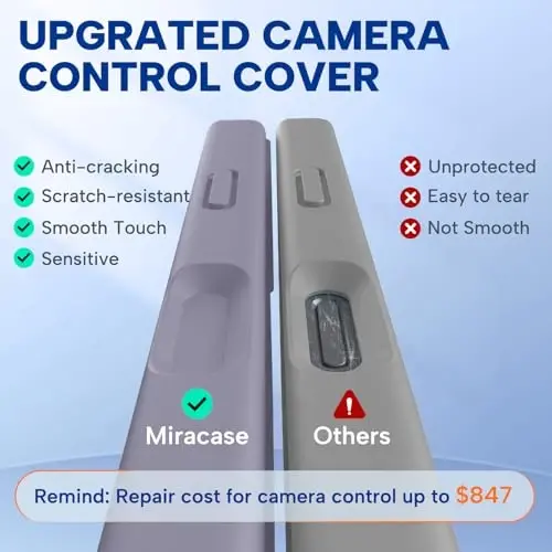 Miracase Magnetic for iPhone 17 Case, MagSafe bilan mos, Silikon Camera Control Cover integratsiyalashgan, 3.0mm qalinlikdagi zarbga chidamli telefon qutisi 17 uchun, Lavender Gray - 4