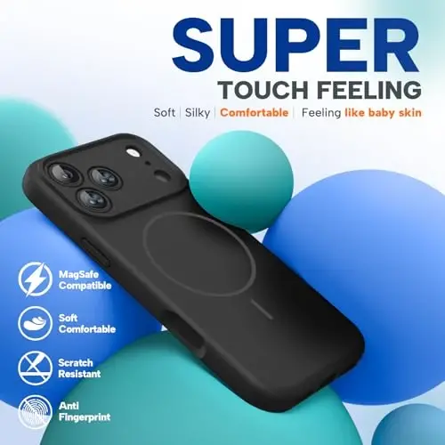 Miracase Magnetic for iPhone 17 Pro Case, Compatible with MagSafe, Integrated Silicone Camera Control Cover, 3.0mm Thicken Shockproof Drop Protection Phone Case for 17 Pro,Black 