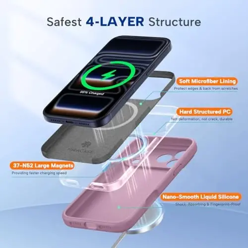 Miracase Magnetic for iPhone 17 Pro Case, Compatible with MagSafe, Integrated Silicone Camera Control Cover, 3.0mm Thicken Shockproof Drop Protection Phone Case for 17 Pro,Blackcurrant - 2