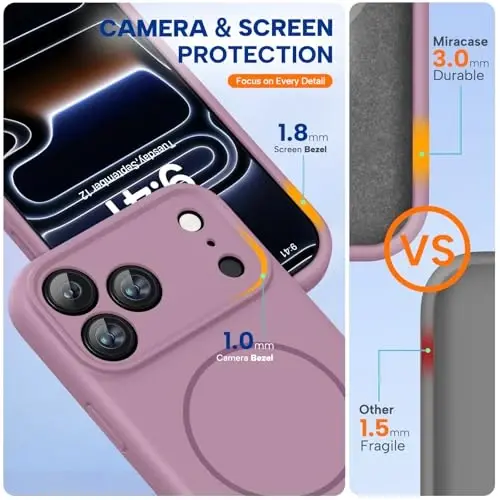 Miracase Magnetic for iPhone 17 Pro Case, Compatible with MagSafe, Integrated Silicone Camera Control Cover, 3.0mm Thicken Shockproof Drop Protection Phone Case for 17 Pro,Blackcurrant - 4