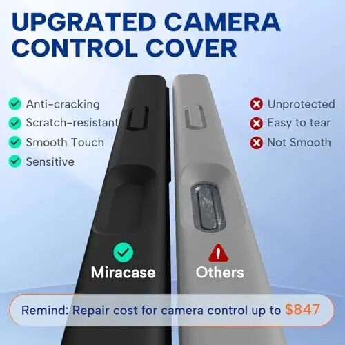 Miracase Magnetic for iPhone 17 Pro Case, Compatible with MagSafe, Integrated Silicone Camera Control Cover, 3.0mm Thicken Shockproof Drop Protection Phone Case for 17 Pro,Dark Black - 5
