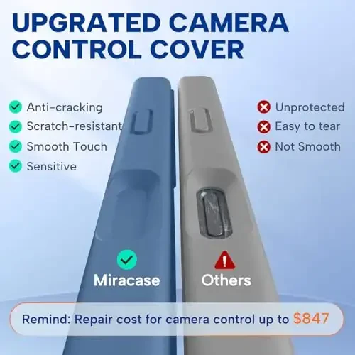 Miracase Magnetic for iPhone 17 Pro Case, Compatible with MagSafe, Integrated Silicone Camera Control Cover, 3.0mm Thicken Shockproof Drop Protection Phone Case for 17 Pro,Glass Blue - MIRACASE