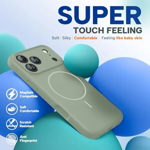 Miracase Magnetic for iPhone 17 Pro Case, Compatible with MagSafe, Integrated Silicone Camera Control Cover, 3.0mm Thicken Shockproof Drop Protection Phone Case for 17 Pro,Patina Green - 4