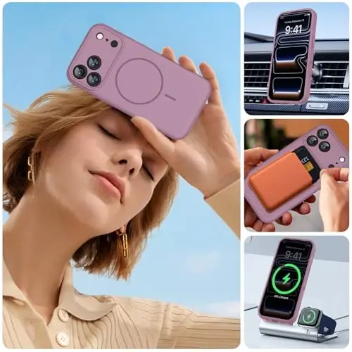 Miracase Magnetic for iPhone 17 Pro Case, MagSafe bilan mos, Kremniyli kamera boshqaruv qopqog'i integratsiyalashgan, 3,0 mm qalinlikdagi zarbga chidamli tushishdan himoya telefon qutisi 17 Pro uchun, Qora smorodina - 5