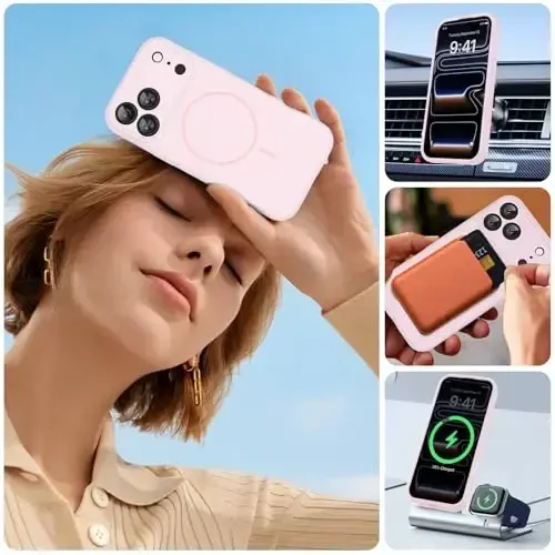 Miracase Magnetic for iPhone 17 Pro Max Case, MagSafe bilan mos, Kremniyli kamera boshqaruv qopqog'i o'rnatilgan, 3.0mm qalinlikdagi zarbga chidamli telefon qutisi 17 ProMax uchun, Sand Pink - 6