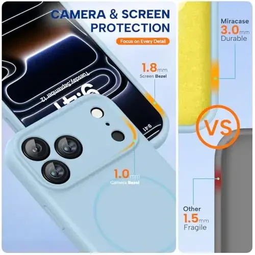 Miracase Magnetic for iPhone 17 Pro Max Case, MagSafe bilan mos, oʻrnatilgan silikon kamera boshqaruv qopqogʻi, 3.0mm qalinlikdagi zarbga chidamli tushishdan himoya qiluvchi telefon qutisi 17 ProMax uchun, Clove Purple - 3