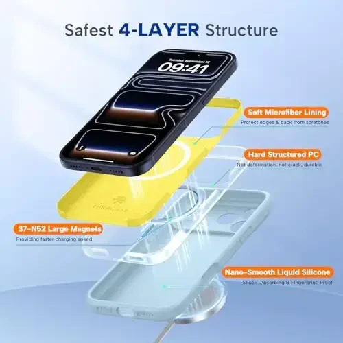 Miracase Magnetic for iPhone 17 Pro Max Case, MagSafe bilan mos, oʻrnatilgan silikon kamera boshqaruv qopqogʻi, 3.0mm qalinlikdagi zarbga chidamli tushishdan himoya qiluvchi telefon qutisi 17 ProMax uchun, Clove Purple - 4