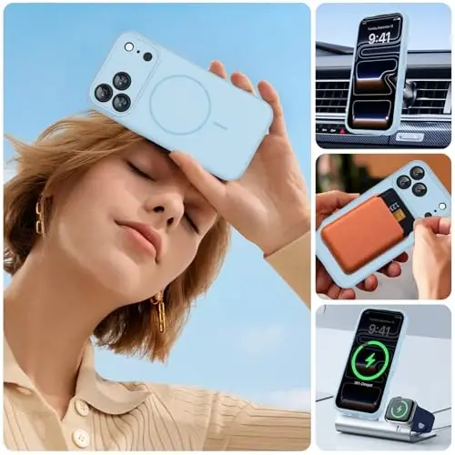 Miracase Magnetic for iPhone 17 Pro Max Case, MagSafe bilan mos, oʻrnatilgan silikon kamera boshqaruv qopqogʻi, 3.0mm qalinlikdagi zarbga chidamli tushishdan himoya qiluvchi telefon qutisi 17 ProMax uchun, Clove Purple 