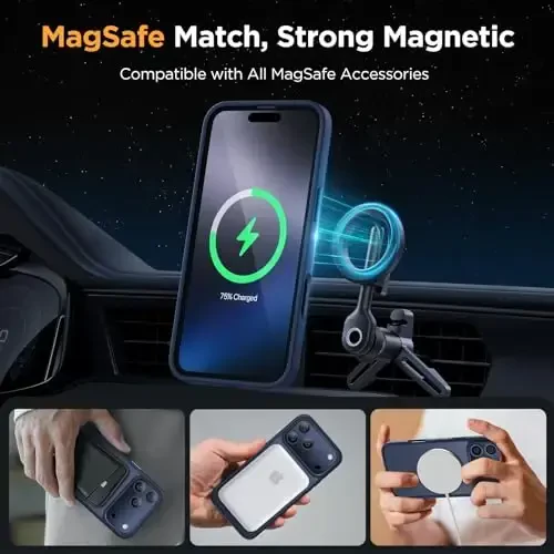 Miracase Magnetic for iPhone 17 Pro Max Case with Screen Protector [MagSafe bilan mos] Yassi ingichka telefon qutisi Harbiy darajadagi himoyalangan 17 ProMax qopqog'i bamperi 6.9