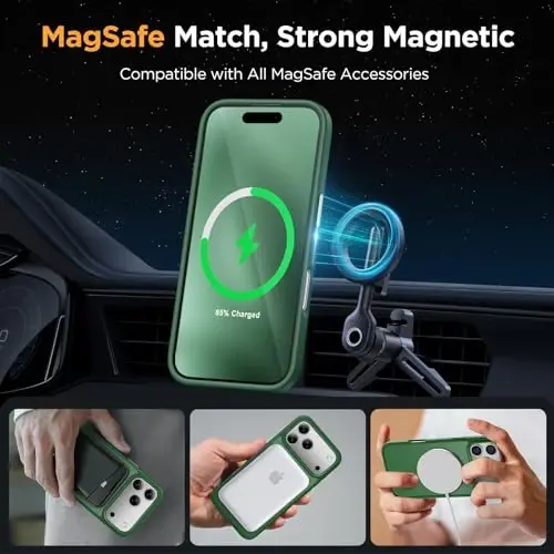 Miracase Magnetic for iPhone 17 Pro Max Case with Screen Protector [MagSafe bilan mos] Yupqa Ingichka Telefon G'ilofi Harbiy Standart Himoyalangan 17 ProMax Qopqoq Bamper 6.9