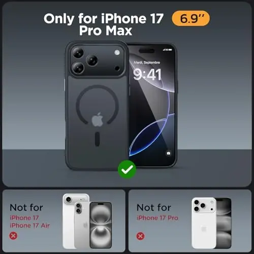 Miracase Magnetic for iPhone 17 Pro Max Case with Screen Protector [MagSafe bilan mos] Yupqa ingichka telefon qutisi Harbiy darajadagi himoyalangan 17 ProMax Cover Bumper 6.9