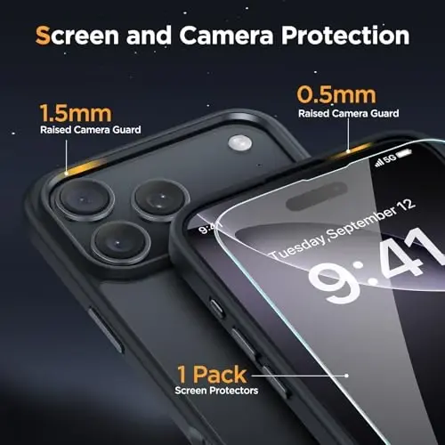 Miracase Magnetic for iPhone 17 Pro Max Case with Screen Protector [MagSafe bilan mos] Yupqa ingichka telefon qutisi Harbiy darajadagi himoyalangan 17 ProMax Cover Bumper 6.9