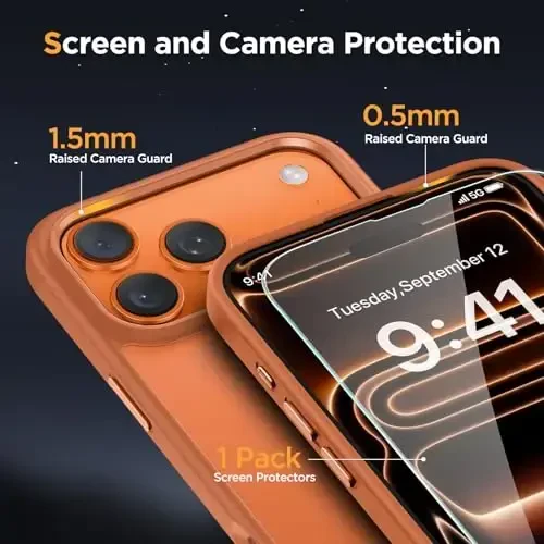 Miracase Magnetic for iPhone 17 Pro Max Case with Screen Protector [MagSafe bilan mos] Yupqa ingichka telefon qutisi Harbiy darajadagi himoyalangan 17 ProMax qopqog'i Bumper 6.9