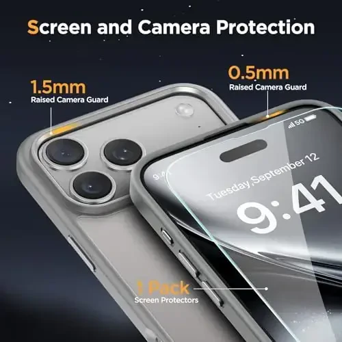 Miracase Magnetic for iPhone 17 Pro Max Case with Screen Protector [MagSafe bilan mos] Yupqa Ingichka Telefon Qutisi Harbiy Standart Himoyalangan 17 ProMax Qopqoq Bumper 6.9