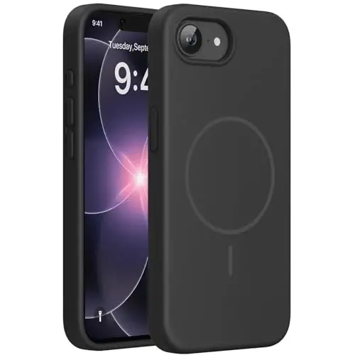 Miracase Magnetic for iPhone 17e Case & iPhone 16e Case, [Soft Anti-Scratch Microfiber Lining], Compatible with MagSafe, Silicone Shockproof Protection Phone Case for iPhone 17e/16e, Black - 1